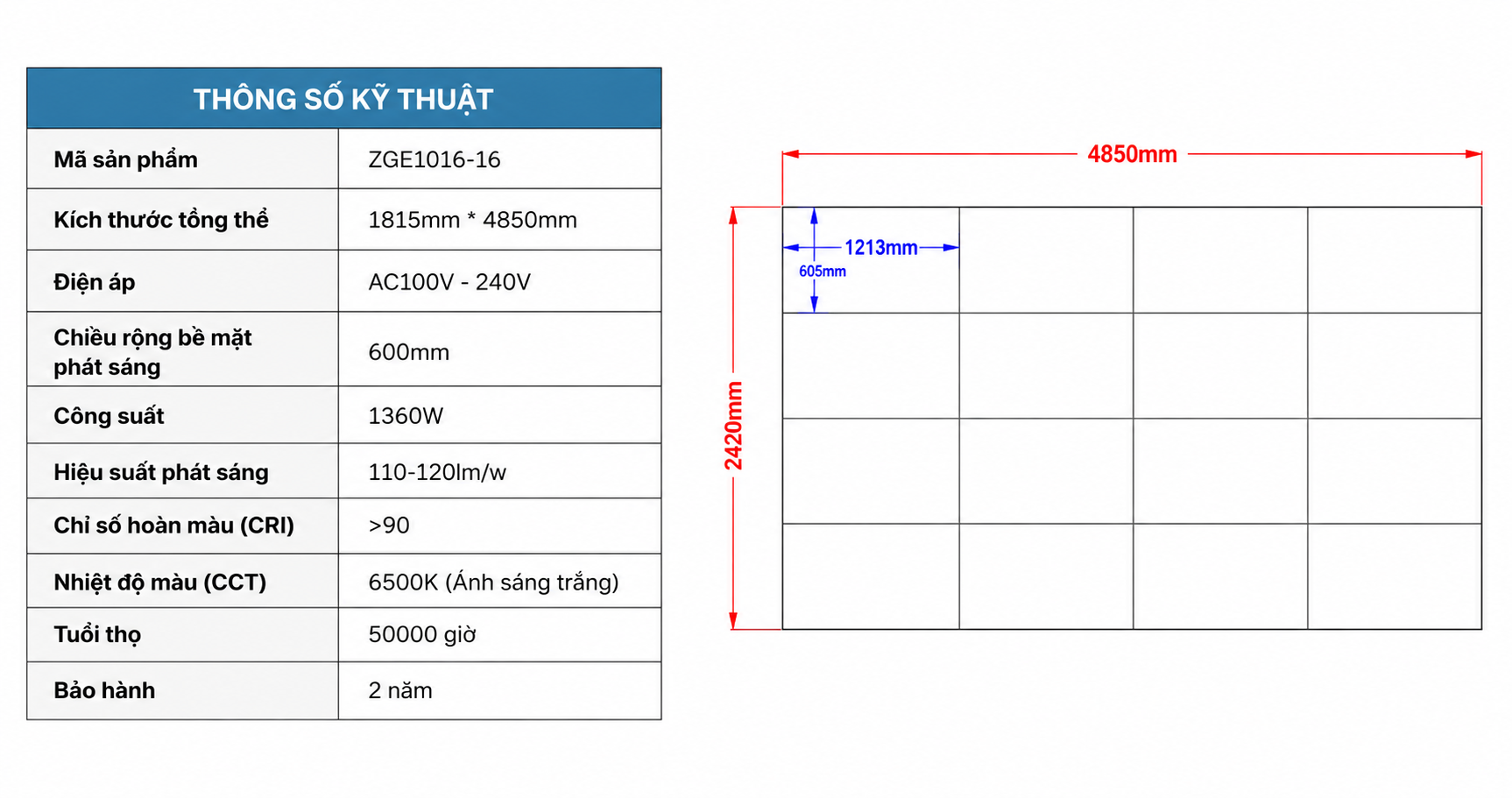 Đèn Led Panel 60x120cm - Ảnh 2